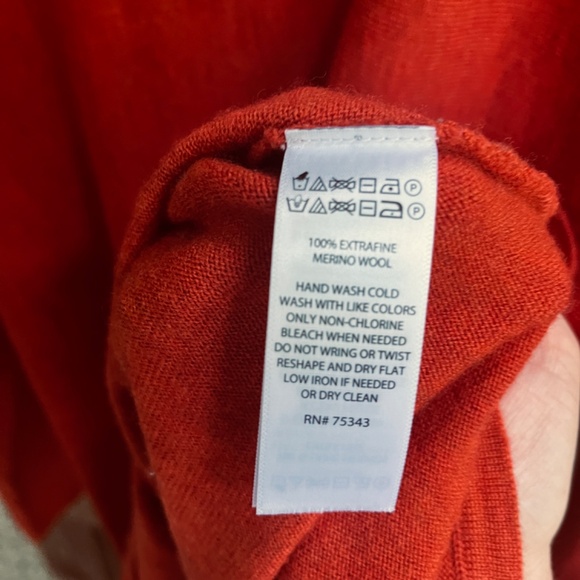 Telluride 💯 Extrafine Merino Wool Terracotta Sweater Boat Neck High Low Size M - Picture 9 of 15